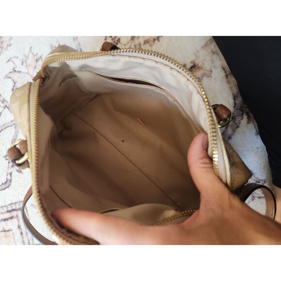 Coach Peyton Signature Print Bennett Mini Satchel Crossbody Bag Khaki/Brown - Picture 7 of 8